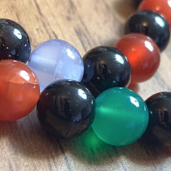 Signed DTR Jay King Sterling Silver Colorful Gemstone Chalcedony Beaded Necklace - Picture 7 of 16